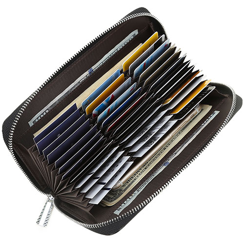 Pearl Angeli Real Leather RFID Blocking Large Women Card Holder Wallet Credit Card Holder with 36 Card Slots 