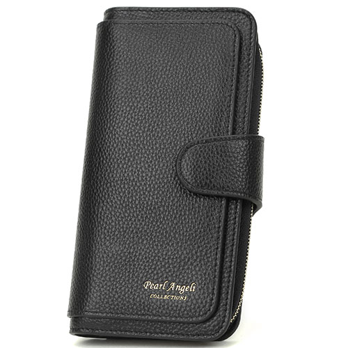 Pearl Angeli Soft Real Leather Ladies RFID Blocking Credit Card Wallet Card Purses for Women Large Coin Clutch 