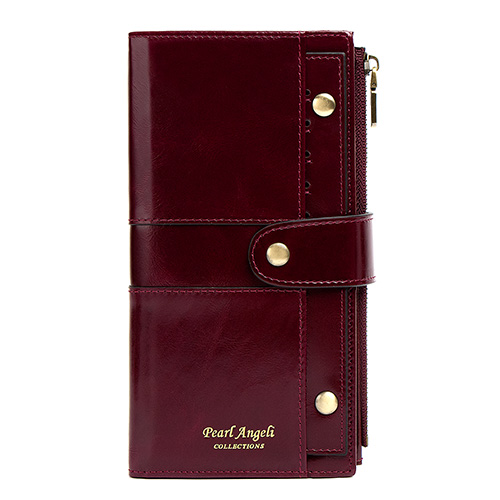 Pearl Angeli Rfid Wallets for Women Oil Wax Leather Purse Card Holder Coins Money Organizers