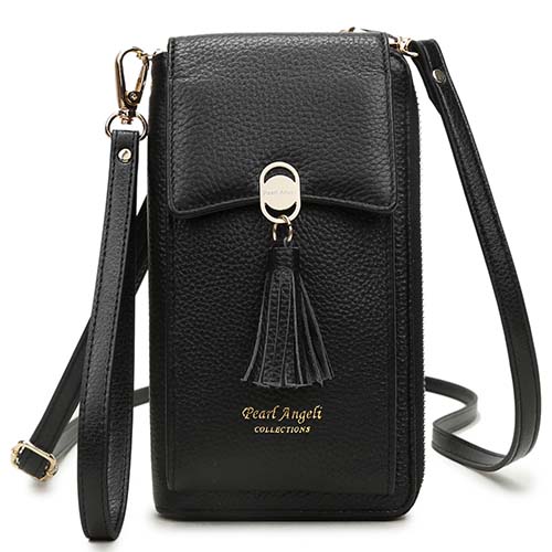 Pearl Angeli Leather Crossbody Cellphone Bag for Women RFID Blocking Phone Wallet Purse with 2 Straps