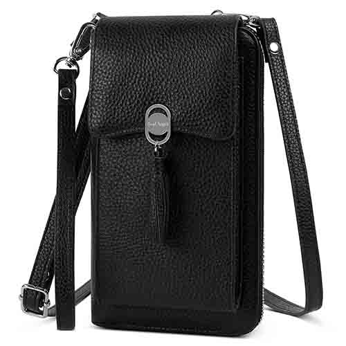 Pearl Angeli Leather Crossbody Cellphone Bag for Women RFID Blocking Phone Wallet Purse with 2 Straps New