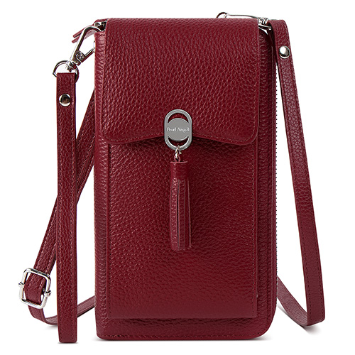 Pearl Angeli Weiches Echtes Leder Handy Umhängetasche - Handytasche Geldbörse Damen RFID Schutz kleine Crossbody Tasche