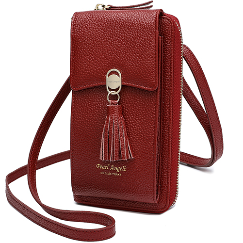 Pearl Angeli Women Phone Purse RFID Blocking Genuine Leather Small Ladies Cross-body Wallet Shoulder Bag