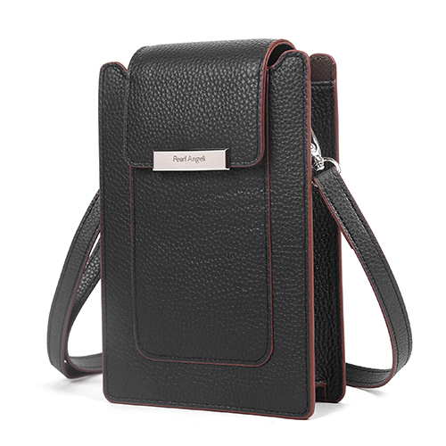 Pearl Angeli Genuine Leather Crossbody Cellphone Bag for Women RFID Blocking Small Phone Wallet Purse with Shoulder Strap