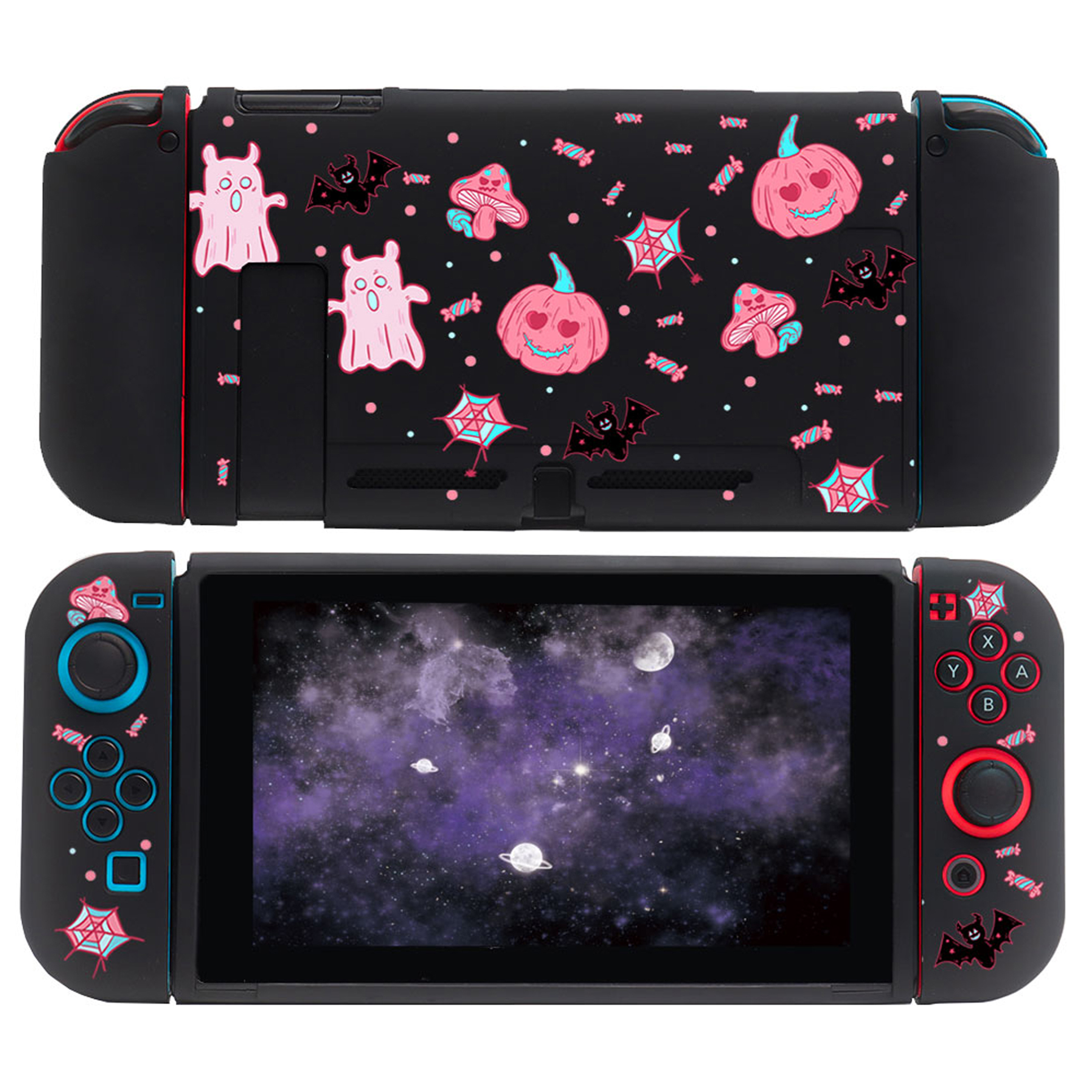 Pearl Angeli Hülle für Nintendo Switch Konsole Joy Con, TPU Schlanke Schutzhülle für NS Joycon Konsole,trennbare Schale,andockbare Schutzhülle für Nintendo Switch,Halloween