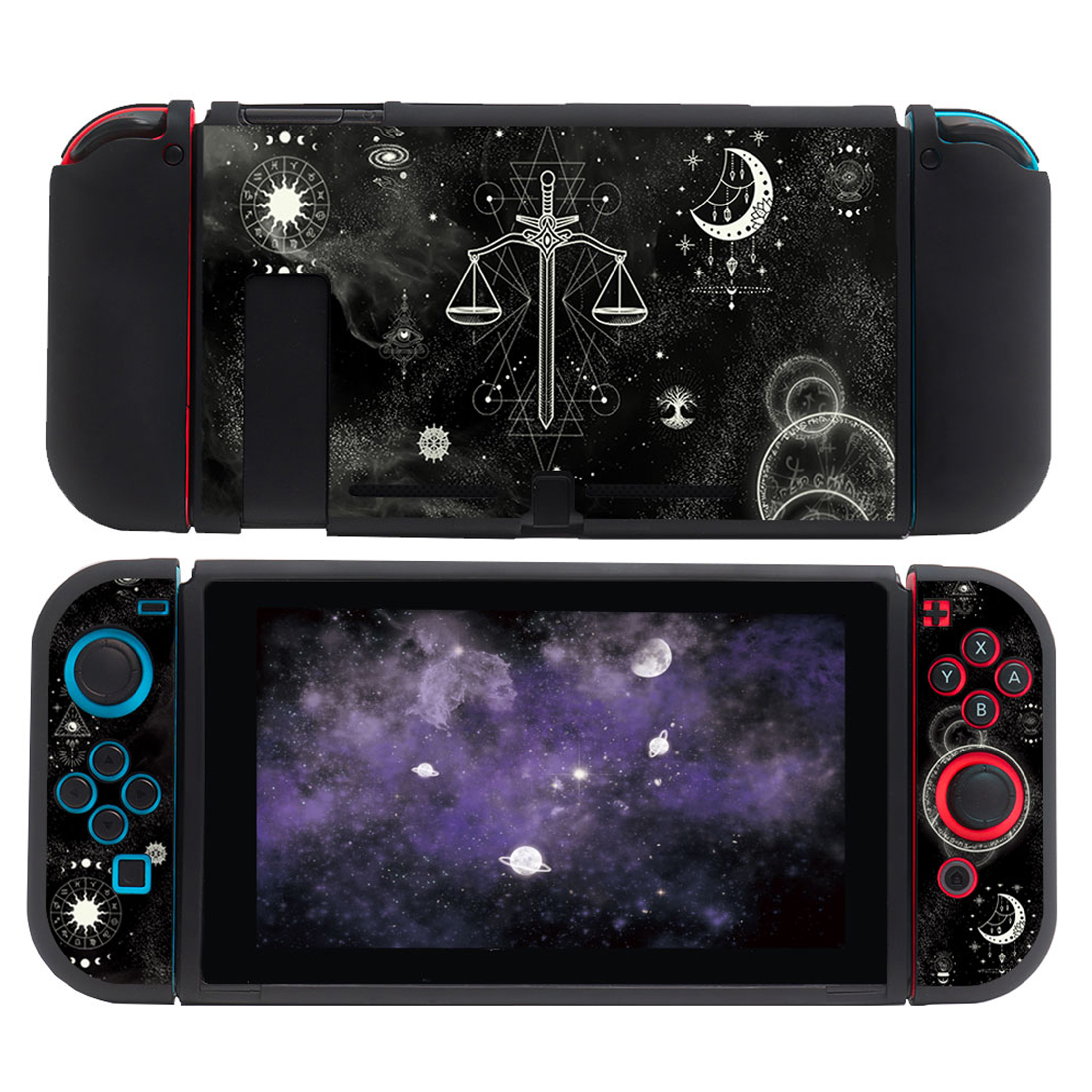 Pearl Angeli Hülle für Nintendo Switch Konsole Joy Con, TPU Schlanke Schutzhülle für NS Joycon Konsole,trennbare Schale,andockbare Schutzhülle für Nintendo Switch,MAGIC STARRY SKY