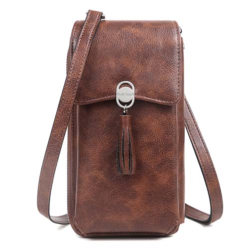 Pearl Angeli Small Crossbody Phone Bag RFID Women Wallet Cellphone Credit Card Purse with Adjustable Shoulder Strap(Retro Brown)