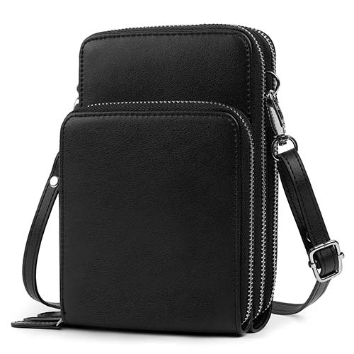 Pearl Angeli Small Crossbody Bag RFID Cellphone Wallet Purse Mini Ladies Handbag Purse with Shoulder Strap Black