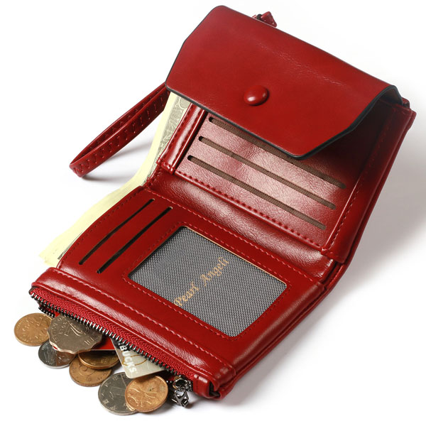Pearl Angeli ​Women Bifold Small Wallet Soft Leather Card Holder Organizer Zipper Coin Clutch Purse